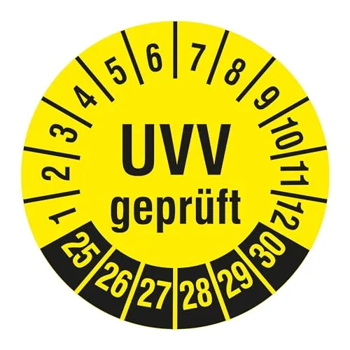 Mehrjahresprüfplaketten UVV geprüft 2025-2030 von Labelident