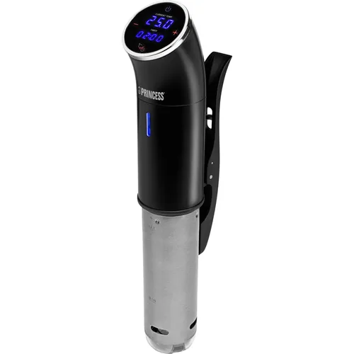 Princess Sous Vide Stick IPX7 PRO 1200W - Schwarz - Dampfgarer für präzises Garen mit 1 °C Genauigkeit, ideal für saftige Steaks, Fisch und Gemüse – einfach in jeden Topf einsetzbar und wasserdicht für sichere Anwendung.