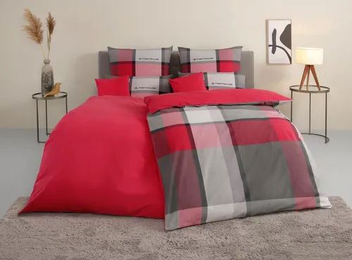 TOM TAILOR HOME Bettwäsche Lenny, 3-teilig mit GRATIS-Kissenhülle - Bettwäsche-Set in Gr. 135x200 oder 155x220 cm, aus kuscheliger Biber-Qualität, pflegeleicht und mit angesagtem Karo-Design, ideal für einen stilvollen Schlafbereich.