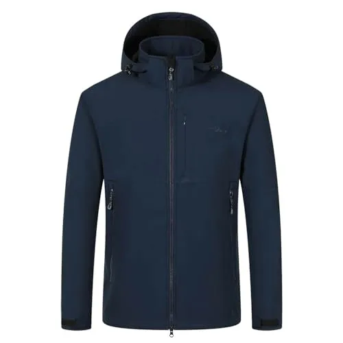 Blue Wave Herren Softshelljacke Mads mit Fleecefutter - Jacke mit angeschnittener Kapuze in Marine Größe XXL
