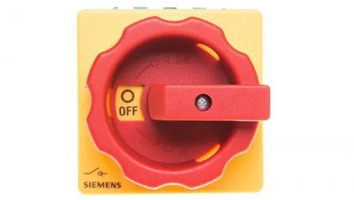 Siemens Haupt-Not-Aus-Schalter 3p. 16A 7,5kW/400V 3LD2054-0TK53 - Verteilerschrank-Schalt- und Meldegeräte, sicherer Not-Aus-Schalter mit IP65 Schutz für Anwendungen im Freien und vielseitig einsetzbar in der Industrie.