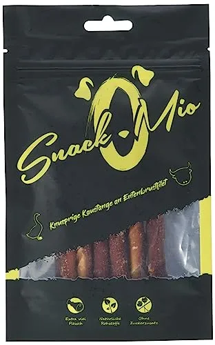 SnackOMio – Premium Hundesnack – Knusprige Kaustange an Entenbrustfilet, getreidefrei, 1er Pack (1 x 70g)