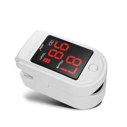 pulox Pulsoximeter PO-100 weiß - Pulsoximeter für präzise Sauerstoffsättigungs- und Pulsratenmessung, ideal für den Einsatz in Praxis und Zuhause. Mit klarer LED-Anzeige und einfachem Ein-Knopf-Betrieb.