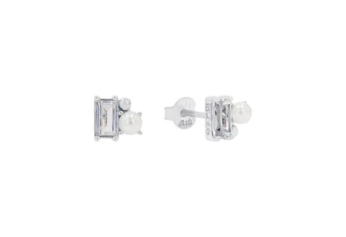 s.Oliver Ohrstecker 925 Sterling Silber mit Muschelkernperle - Elegante Damen Ohrringe aus 925 Sterling Silber, verziert mit Zirkonia und Muschelkernperle. Kommt in einer stilvollen Schmuck Geschenk Box – ideal für besondere Anlässe.