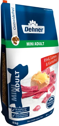 Dehner Premium Hundefutter - Trockenfutter getreidefrei für kleine Rassen, 8 kg, ideal bei Getreideunverträglichkeit und fördert Verdauung und Immunsystem