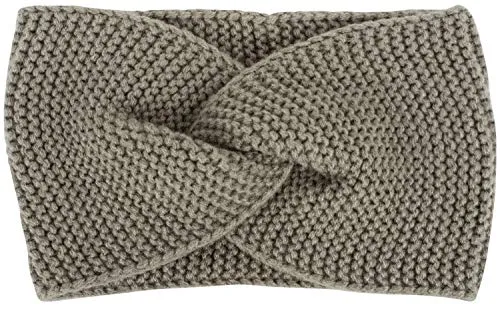 styleBREAKER Damen Feinstrick Stirnband mit Twist Knoten, Krausstrick Muster, warmes Winter Haarband, Headband 04026054, Farbe:Grau
