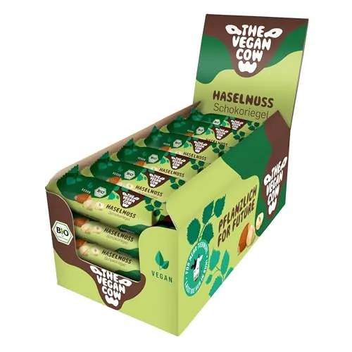 THE VEGAN COW Schokoriegel - Haselnuss - 24x40g - vegan, bio, glutenfrei - 100% natürliche Zutaten