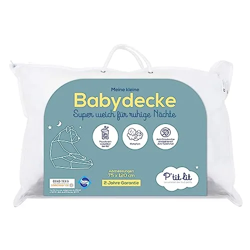 P'tit Lit – Baby-Steppdecke | Kinder – 75 x 120 cm – Anti-Milben-Decke – ideal für Bett 60 x 120 cm – 100 % Mikrofaser – Oeko Tex®