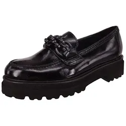 Gabor Slipper & Mokassin 5.242.97, Schwarz - Damen - Elegante Slipper aus hochwertigem Knautschlackleder, atmungsaktiv und mit komfortablem Blockabsatz. Ideal für stilvolle Freizeitlooks und den perfekten Auftritt.