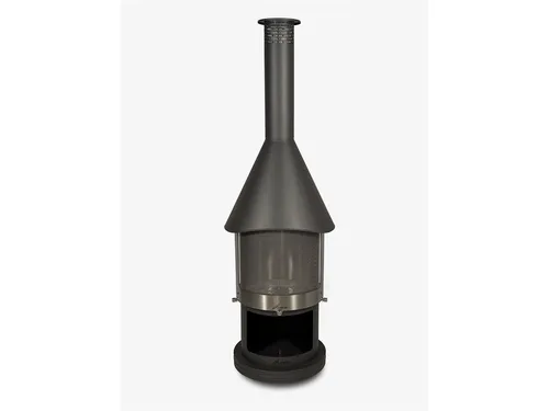 FIRESTAR Gartenkamin DN 550 Swing – Dunkelgrauer Edelstahl Grillkamin - Eleganter Terrassenkamin aus V2A Edelstahl mit doppelwandigem Brennraum für optimale Wärmeverteilung. Praktisch und rollbar, ideal für gesellige Abende im Freien.