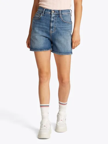 Tommy Jeans Damen Jeans Shorts Mom Short High Waist, Blau (Denim Medium) - Damen-Shorts, nachhaltig produziert und bietet einen lässigen Look für den Sommer.