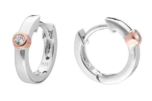 TRENDOR Kinder-Ohrringe Klapp-Creolen aus Silber 925 - Elegante Klapp-Creolen für Mädchen aus hochwertigem Sterlingsilber. Mit funkelndem Zirkonia im Brillantschliff sind sie der perfekte Schmuck für jeden Anlass.