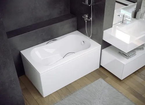 KOLMAN Badewanne Rechteck Aria 120x70 - Sanitäranlagen & Zubehör, hochwertige Acrylbadewanne in elegantem Weiß, inklusive GRATIS Ablaufgarnitur und Füße, ideal für moderne Badezimmer.