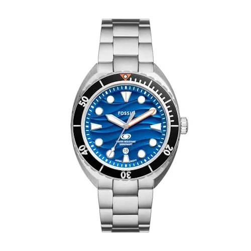 Fossil Herrenuhr Breaker 42mm - Eleganter Edelstahl, FS6064 - Armbanduhren für Herren mit modernem Design und robustem Edelstahl-Gehäuse, perfekt für jeden Anlass.