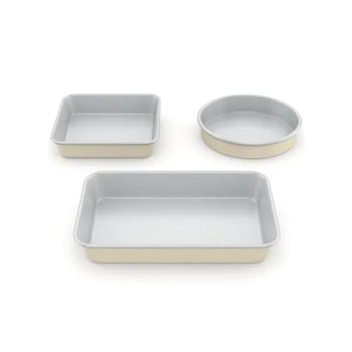 Zoha Backform Set 3-teilig - Keramikbeschichtung für perfekte Backergebnisse - Vielseitiges Backset mit runder, rechteckiger und quadratischer Form. Die innovative Keramikbeschichtung sorgt für müheloses Lösen der Kuchen. Ideal für kreative Backideen, spülmaschinenfest und hitzebeständig bis 290°C.