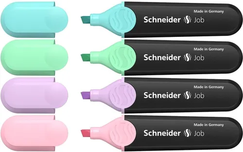 SCHNEIDER Marker Textmarker Job Pastell sortiert 4er Etui (türkis mint flieder rose)