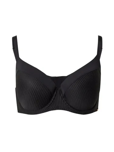 Dorina Carmen Leicht Gepolsterter Demi-BH – Burnout-Streifen-Mikrostoff, Bügel-Unterstützung, Power-Mesh U-Rücken-Flügel, Schwarz