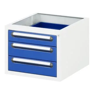 Rau Unterbau-Container mit 3 Schubladen - Unterbauschrank für Arbeitstisch, mit 90% Auszug, Zylinderschloss und 5 Jahren Garantie. Ideal für Ordnung und Sicherheit in Ihrer Werkstatt.