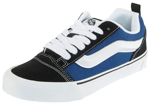 Vans Knu Skool Sneaker für Kinder und Jugendliche – Blau, Größe 34,5 EU - Sportlicher Sneaker für Skateboarding, aus atmungsaktivem Leder und Textil, mit runder Schuhspitze und leicht profiliertem Gummi-Laufsohlenmaterial. Ideal für aktive Kinder!
