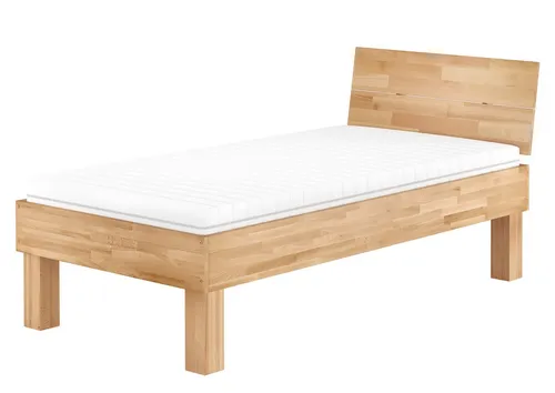 ERST-HOLZ Massivholzbett Hohes Seniorenbett 100 x 200 cm Extra Stabil Buche Massivholz, Buche farblos lackiert