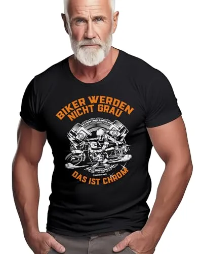 Herren-T-Shirt für den etwas älteren Motorradfahrer: Biker Werden Nicht grau - das ist Chrom