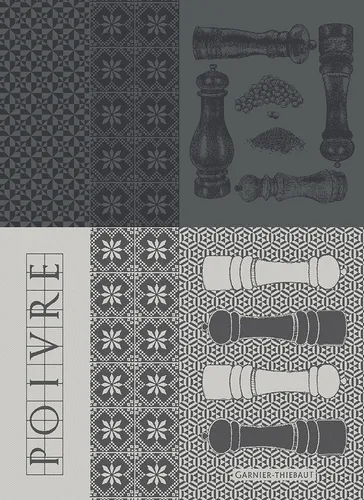 Garnier Thiebaut Geschirrtuch - Poivrieres Noir - Hochwertiges Geschirrtuch aus 100% Baumwolle, stilvolles mediterranes Design, ideal für die Küche und sorgt für eine ansprechende Atmosphäre.