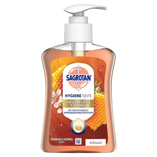 Seife Sagrotan Hygieneseife Manuka Honig Duft 250 ml Dispenserflasche, auch für empfindliche Haut geeignet 3279910