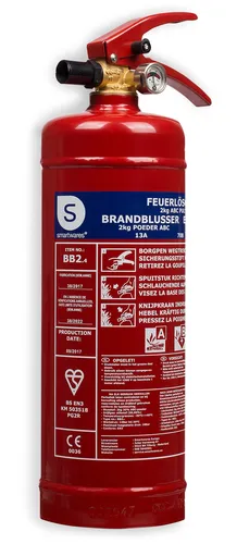 Smartwares Pulverlöscher 2 kg – ideal für ABC Brände - Feuerlöscher für Heimbedarf mit Halterung, bietet effektiven Schutz gegen verschiedene Brandklassen, kompakte 2 kg Kapazität.