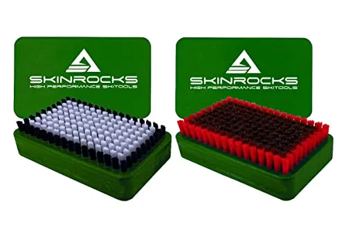 SkinRocks 2er Set Ski Belagsbürsten BaseBrush Nylon Kupfer/Bronze Bürste