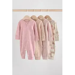 NEXT Baby Mädchen Schlafanzüge 4er-Pack Rosa 62-68 - Hochwertige Baby-Schlafanzüge mit praktischem Zweiwege-Reißverschluss, ideal für eine bequeme Nachtruhe. Stilvolles Design von der beliebten Marke NEXT.