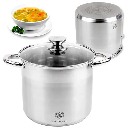 Kochtopf mit Deckel 30cm - Edelstahl Suppentopf 16L für alle Herde - Hochwertiger 16L Kochtopf aus Edelstahl, ideal für Induktion, Gas und Elektroherde. Perfekt für große Mengen und Suppen, mit praktischem Glasdeckel.