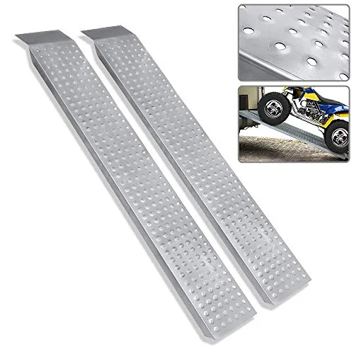 Aufun Auffahrrampe aus Verzinkter Stahl 2 Stück Laderampe bis zu 400 kg, Antirutsch Verladerampe Laderampen für Anhänger Motorrad ATV Quad, 160 x 22.5 cm