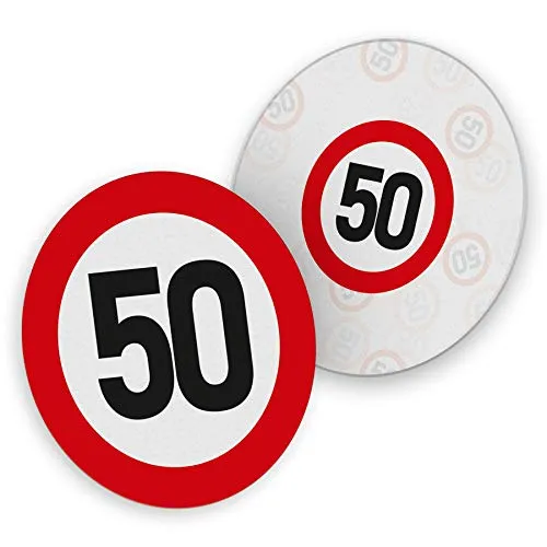 itenga 40x Bierdeckel Untersetzer aus Pappe I Verkehrsschild 50 I Rot Weiß I rund, Ø 10,7 cm I idealer Untersetzer zum 50. Geburtstag