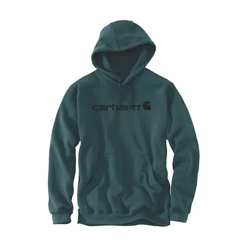 Carhartt Signature Logo Sweatshirt Cotton Hoodie Gr XS blau - Hochwertiger Hoodie für Herren in Blau, Größe XS; ideal für den Alltag mit praktischer Kapuze und bequemem Materialmix aus 70% Baumwolle und 30% Polyester.