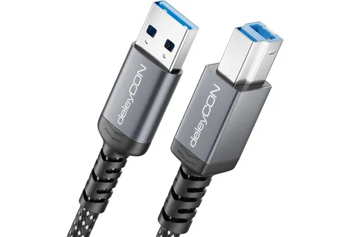 deleyCON 2m USB3.0 Druckerkabel Scannerkabel Datenkabel USB-A zu USB-B Stecker USB-Kabel