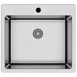 [Edelstahlspüle 50,5x55] Hochwertig beidseitig Montierbar Küchenspüle eckig Einbauedelstahlspüle Edelstahl Spülbecken f. Unterschränke ab 45 ... - Silber