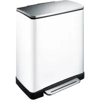PROREGAL® Stilvoller Treteimer 28+18L, Weiß - Eleganter Treteimer mit extra breitem Pedal und 2 Inneneimern (28+18L). Ideal für einen geruchfreien Haushalt dank integrierbarem Carbonfilter. Perfekt für modernes Haushaltszubehör.
