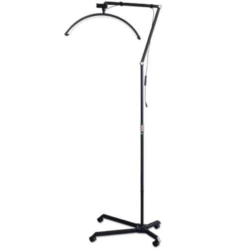 LED Halbmondlampe Beauty Light Wimpernverlängerung Duale Farbtemperatur 4 Räder Arm Aluminium