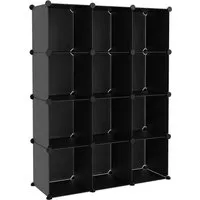 vidaXL Regalsystem mit 12 Würfeln Schwarz PP - Vielseitiges Regalsystem mit 12 modularen Würfeln, wasserdicht und pflegeleicht. Ideal für Zuhause, Büro oder Studentenzimmer, bietet reichlich Stauraum und einfache Montage.