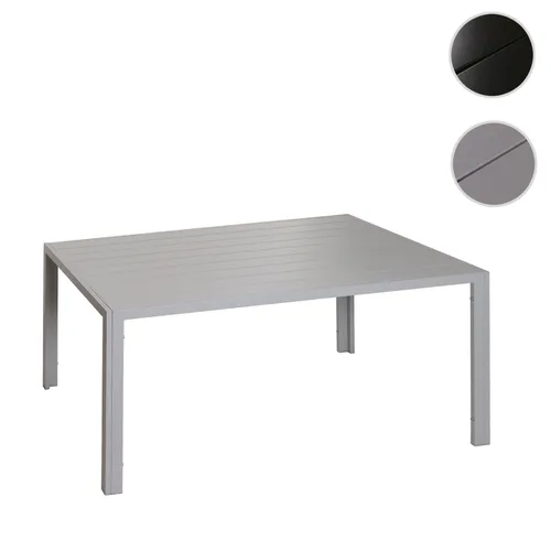 Alu-Esstisch HWC-N40, wetterfester Bistrotisch 140x80cm in hellgrau - Gartentisch aus pulverbeschichtetem Aluminium, witterungsbeständig und pflegeleicht. Extra breite Füße für hohe Standfestigkeit, ideal für Garten, Balkon oder Wintergarten.