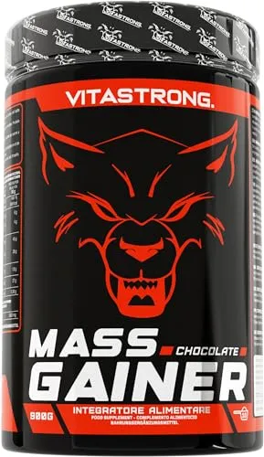 Mass Gainer Vitastrong - Hochkalorisches Proteinpulver für Muskelaufbau - Kohlenhydrat-Präparate mit 30% Protein und 3g Kreatin pro Portion, ideal für Hardgainer, die schnell Muskelmasse aufbauen wollen.