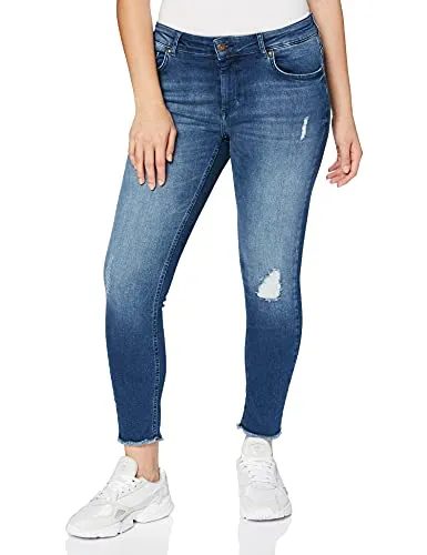 ONLY CARMAKOMA Damen Carwilly Reg Skinny Ank Jeans, Blau (Medium Blue Denim), Größe 52 - Trendige Skinny Jeans in blauer Waschung mit zerrissenen Stellen, High-Waist und verkürzter Knöchellänge für einen modernen Look.