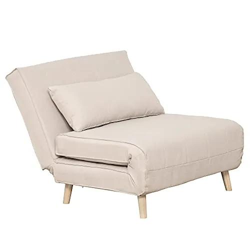 HOMCOM Einzelsofa Schlafsofa Klappsofa mit verstellbarer Rückenlehne - Vielseitiges 2-in-1 Schlafsofa im skandinavischen Stil, verwandelt sich schnell in Liegestuhl oder Bett. Komfortabel gepolstert mit stabilen Tannenholzbeinen für bis zu 350 kg.