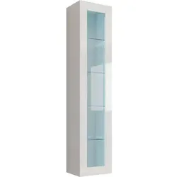 Mirjan24 Hängevitrine, Weiß, Weiß Hochglanz, Holzwerkstoff, Rechteckig, 40x180x30 cm, Wohnzimmer, Wohnwände, Vitrinenschränke