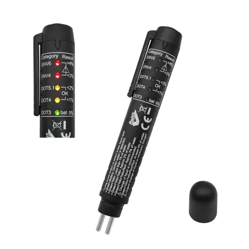 ZKTOOL Auto Universal Bremsflüssigkeitstester ist für Bremsflüssigkeit DOT3 DOT4 DOT5 ENV6 ENV4, Bremsflüssigkeitsprüfer mit 5 LED-Anzeigen, Bremsflüssigkeit Tester Stift, Wassergehaltstester