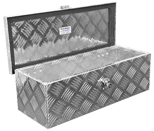 Truckbox D024 Deichselbox - Robuste Alu Werkzeugbox für Anhänger - Werkzeugkästen mit 22 Litern Volumen, ideal für die sichere Aufbewahrung von Werkzeugen und Zubehör. Hergestellt aus langlebigem Alu Riffelblech.