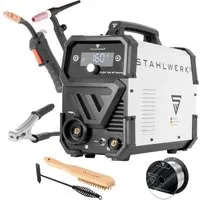 STAHLWERK FLUX 160 ST Kombischweißgerät mit Digital-Display - Vielseitiges Schweißgerät für FLUX, MMA und Lift-TIG, ideal für Industrie und DIY. Kompakte Bauweise, einfache Handhabung und hohe Leistung für präzise Schweißarbeiten.