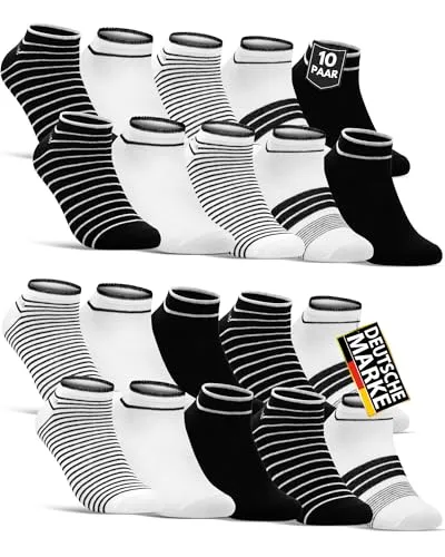 sockenkauf24 10 Paar Damen Sneaker Socken Mehrfarbig Streifen Punkte Herzen Maritim Baumwolle 36844/1 WP (35-38)