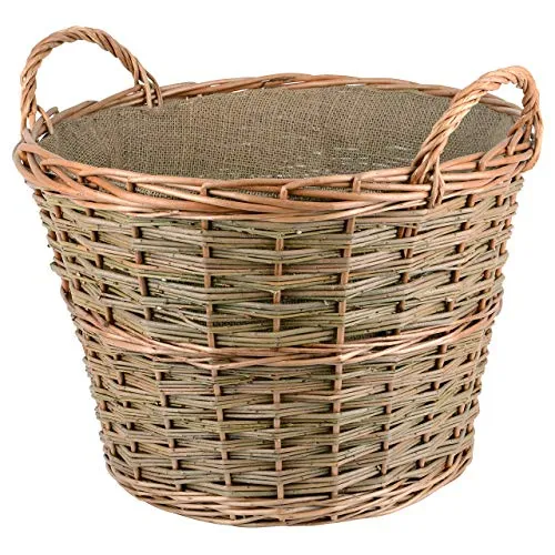 UNUS Weidenkorb für Brennholz – großer Kaminholzkorb mit Jute-Auskleidung - Aufbewahrungskörbe: Vielseitiger Weidenkorb für Kaminholz, Wäsche oder Dekoration im Landhausstil – robust und nachhaltig mit Ø 45 cm.