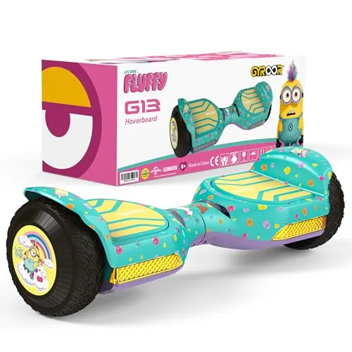 Gyroor Balance Scooter JD6 - 6,5 Zoll Dual-Motor Minions Hoverboard mit LED-Licht - Erlebe Fahrspaß mit dem Gyroor JD6! Dieses 6,5 Zoll Hoverboard hat einen starken 500 W Dual-Motor, eine Reichweite von 12 km und stylische Minions-LEDs. Ideal für Kinder und Erwachsene, bis 80 kg. Perfekt für Abenteuer im Freien!